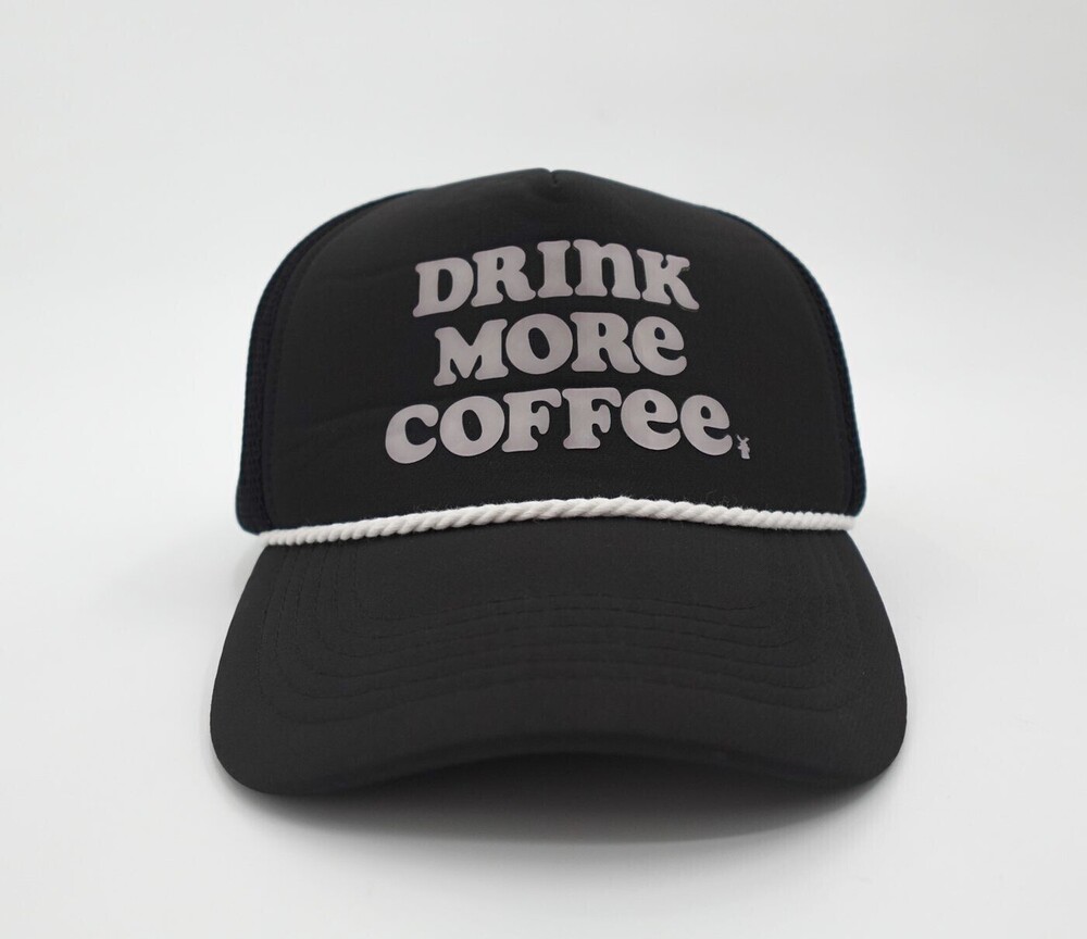 Dutch Bros Hat Cap Snapback One Size Black Graphic Drink More Coffee Trucker